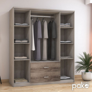 Dulap haine Model Olympus, Stejar/Bej, 159x57x183 cm - Img 2