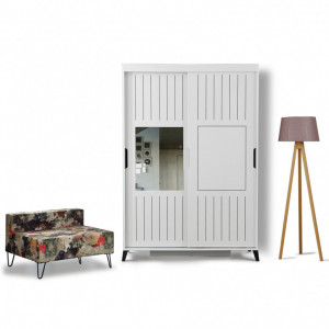 Dulap haine Model Pacific, Alb, 120x60x216 cm - Img 1