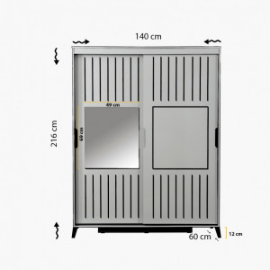Dulap haine Model Pacific, Bej, 140x60x216 cm - Img 7