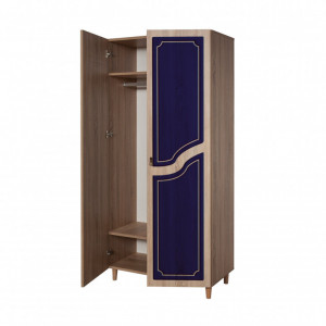 Dulap haine Model Stil, Stejar sonoma/Albastru, 90x52x192 cm - Img 6