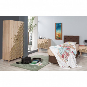 Dulap haine Model Stil, Stejar sonoma/Bej, 90x52x192 cm - Img 2