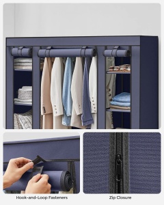 Dulap haine textil Model Jameson, Albastru, 150x45x175 cm - Img 5