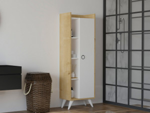Dulap multifunctional Model Ilgim, Stejar/Alb, 50x31.8x140 cm - Img 1