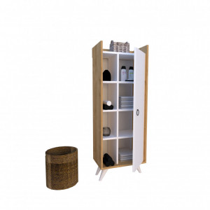 Dulap multifunctional Model Ilgim, Stejar/Alb, 50x31.8x140 cm - Img 2