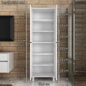Dulap multifunctional Model M4-1103, Alb, 62.6x35.8x191 cm - Img 7