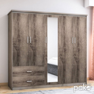 Dulap Olympus Cu 5 Uși Și Sertare + Oglindă Culoare Castillo-Toro 198x57x183 cm - Img 3