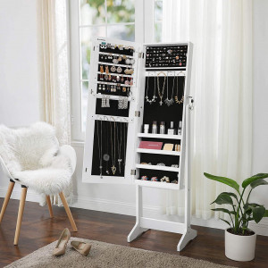 Dulap pentru bijuterii cu oglinda Model Andersen, Alb, 41x36.5x151 cm - Img 3