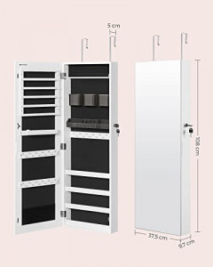 Dulap pentru bijuterii cu oglinda Model Gould, Alb, 37.5x9.7x108 cm - Img 7