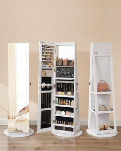 Dulap pentru bijuterii, Songmics, Alb, 55x55x162 cm - Img 5