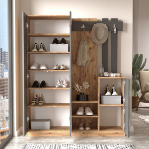 Dulap pentru hol Model Garmanto, Pin/Antracit, 147.2x37.5x179.7 cm - Img 4