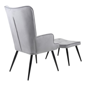 Fotoliu cu taburet Siella, gri, 59x67x94 cm - Img 2