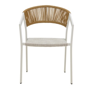 Fotoliu de exterior, Model Glisten, culoare alb si natural, aluminiu si poliratan, 56x62x77 cm - Img 5