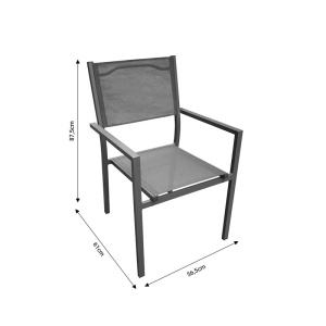 Fotoliu de exterior, Model Moly, culoare antracit, aluminiu si textil, 56,5x61x87,5 cm - Img 8