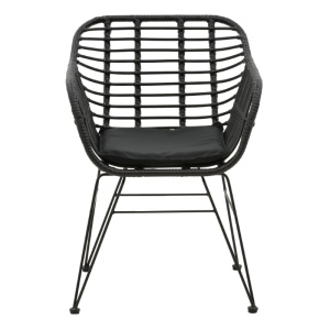 Fotoliu de exterior, Model Naoki, culoare negru, metal si poliratan, 55x58x79 cm - Img 5