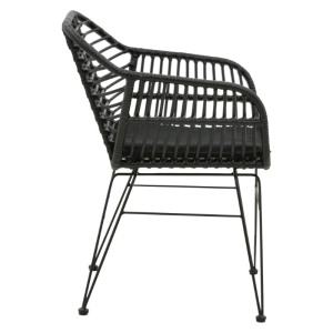 Fotoliu de exterior, Model Naoki, culoare negru, metal si poliratan, 55x58x79 cm - Img 9