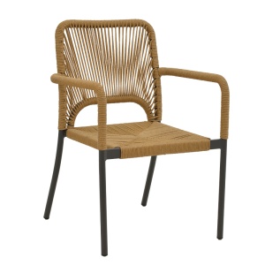 Fotoliu de exterior, Model Norture, culoare antracit si natural, aluminiu si poliratan, 57x61x85 cm - Img 2