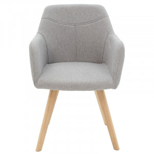 Fotoliu Nasima material textil gri - culoare lemn natural 57x58x84cm - Img 4