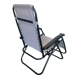 Fotoliu Relax Pliabil Mirka, Metal/Textilene, Gri/Negru, 65x165x110 cm - Img 2