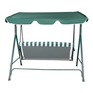 Leagăn Grădină Globo, 3 Locuri, cu Copertină Reglabilă, Metal/Poliester, Verde/Alb, 170x110x153 cm - Img 4