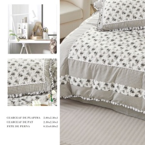 Lenjerie cu Broderie si Volanase Grey Garden, 4 Piese (Finet) - Img 2