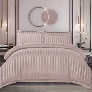 Lenjerie cu elastic 160x200 cm, Damasc, Rebra Taupe, 4 Piese (Finet)