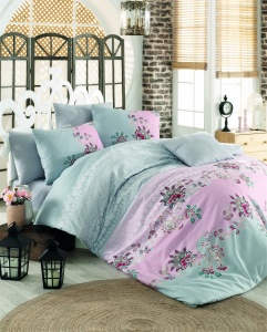 Lenjerie de pat 1 Persoana Model Azra Grey