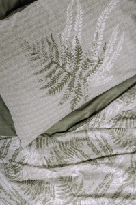Lenjerie de pat 1 Persoana Model Frond Khaki - Img 2