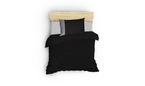 Lenjerie de pat 1 Persoana Model Plain Black, Grey - Img 2