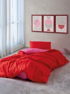 Lenjerie de pat 1 Persoana Model Sage Red, Fuchsia
