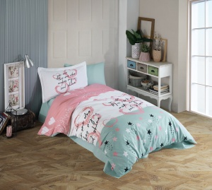 Lenjerie de pat 1 Persoana, Poplin Model Voyager Powder