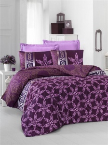 Lenjerie de pat dublu, Bumbac 100% Satinat Model Alisa Lilac