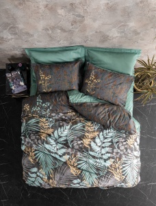 Lenjerie de pat dublu, Bumbac 100% Satinat Model Clorasa Mint