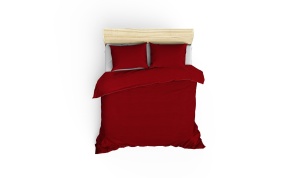 Lenjerie de pat dublu, Bumbac 100% Satinat Model Stripe Claret Red v2 - Img 2