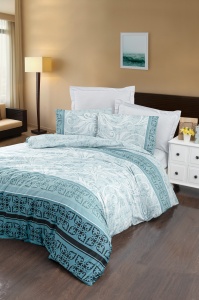 Lenjerie de pat dublu, Bumbac 100% Satinat Model Vena Mint