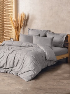 Lenjerie de pat dublu Model Plaid Grey - Img 1