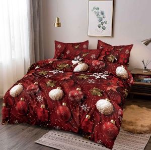 Lenjerie de pat Finet Christmas Elegance V2, 6 piese, cearșaf cu elastic 180 × 200 cm