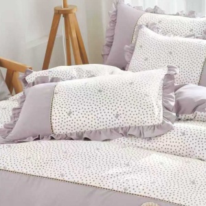 Lenjerie Finet cu Broderie si Volanase, 4 Piese Melor Lavender - Img 2