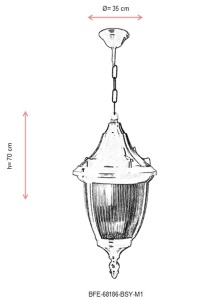 Lustra de exterior M1 Negru 70x35 cm - Img 3