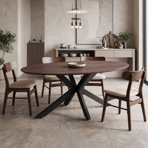 Masă dining Makrey, Nuc/Negru, 160 x 90 x 75 cm