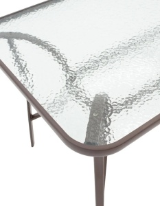 Masă grădină, Pako World, model Ensure, Metal si Sticla Securizata, Maro, 140 x 80 x 70 cm - Img 5