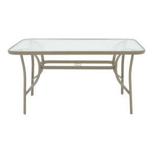 Masă grădină, Pako World, model Ensure, Metal si Sticla Securizata, Champagne, 140 x 80 x 70 cm - Img 3