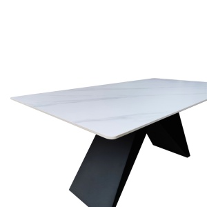 Masă Mapele, alb/negru, 180x90x75 cm - Img 3