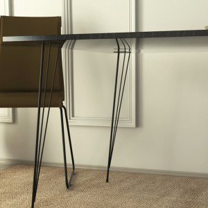 Masa Model Gordon, 90x90x75 cm, Negru/Negru marmorat - Img 4
