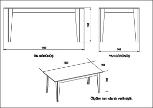 Masa Model Robin, 180x90x76.8 cm, Negru marmorat/Maro - Img 4