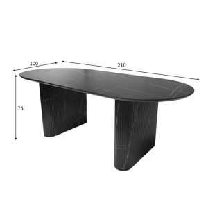 Masă Nembou, negru/auriu, 210x100x76 cm - Img 5