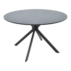 Masă Xuson, negru marmorat/negru, 120x120x75 cm
