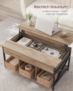 Masuta de Cafea Model Alanna, 100x60x(48—62) cm, Maro/Negru - Img 5
