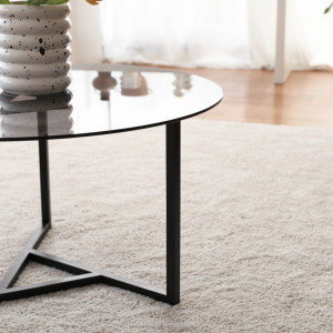 Masuta de Cafea Model Blake, 75x75x42 cm, Negru, Blat Sticla securizata - Img 4