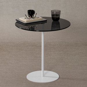 Masuta de Cafea Model Cleo, 50X50X50 cm, Alb/Gri inchis, Blat Sticla securizata - Img 3