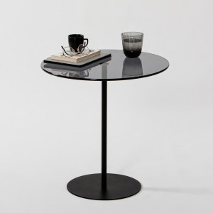 Masuta de Cafea Model Cleo, 50X50X50 cm, Negru/Gri inchis, Blat Sticla securizata - Img 2